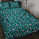 Turquoise Leopard Print Quilt Bed Set