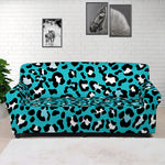 Turquoise Leopard Print Sofa Cover