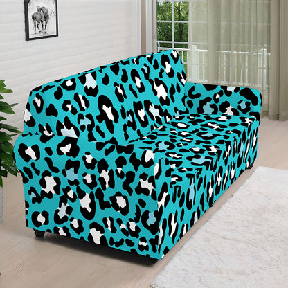 Turquoise Leopard Print Sofa Cover