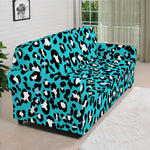 Turquoise Leopard Print Sofa Cover