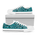 Turquoise Leopard Print White Low Top Sneakers