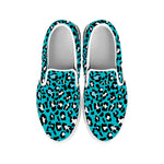 Turquoise Leopard Print White Slip On Shoes