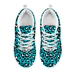 Turquoise Leopard Print White Sneakers