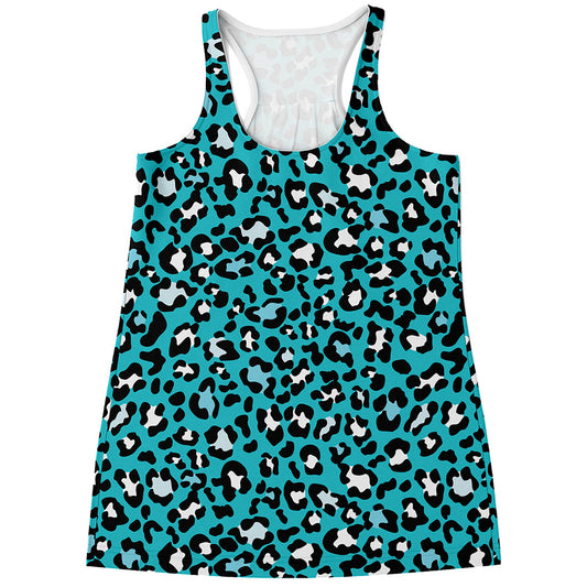 Turquoise Leopard Print Women's Racerback Tank Top