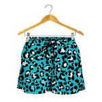 Turquoise Leopard Print Women's Shorts