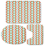 Turquoise Native American Pattern Print 3 Piece Bath Mat Set