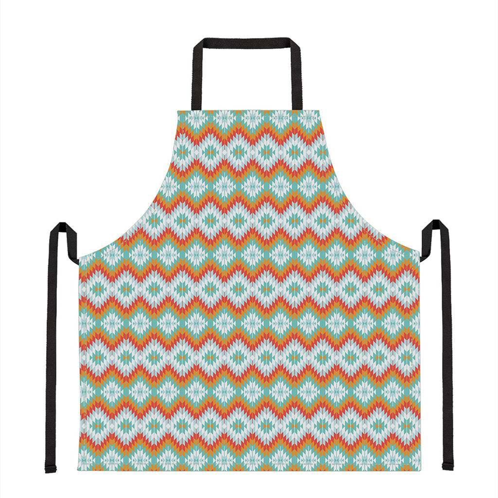 Turquoise Native American Pattern Print Apron