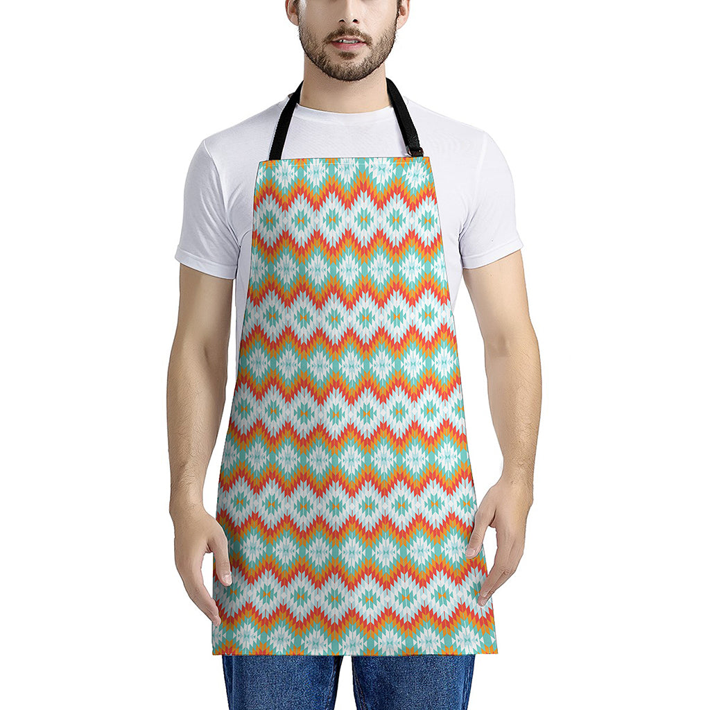 Turquoise Native American Pattern Print Apron