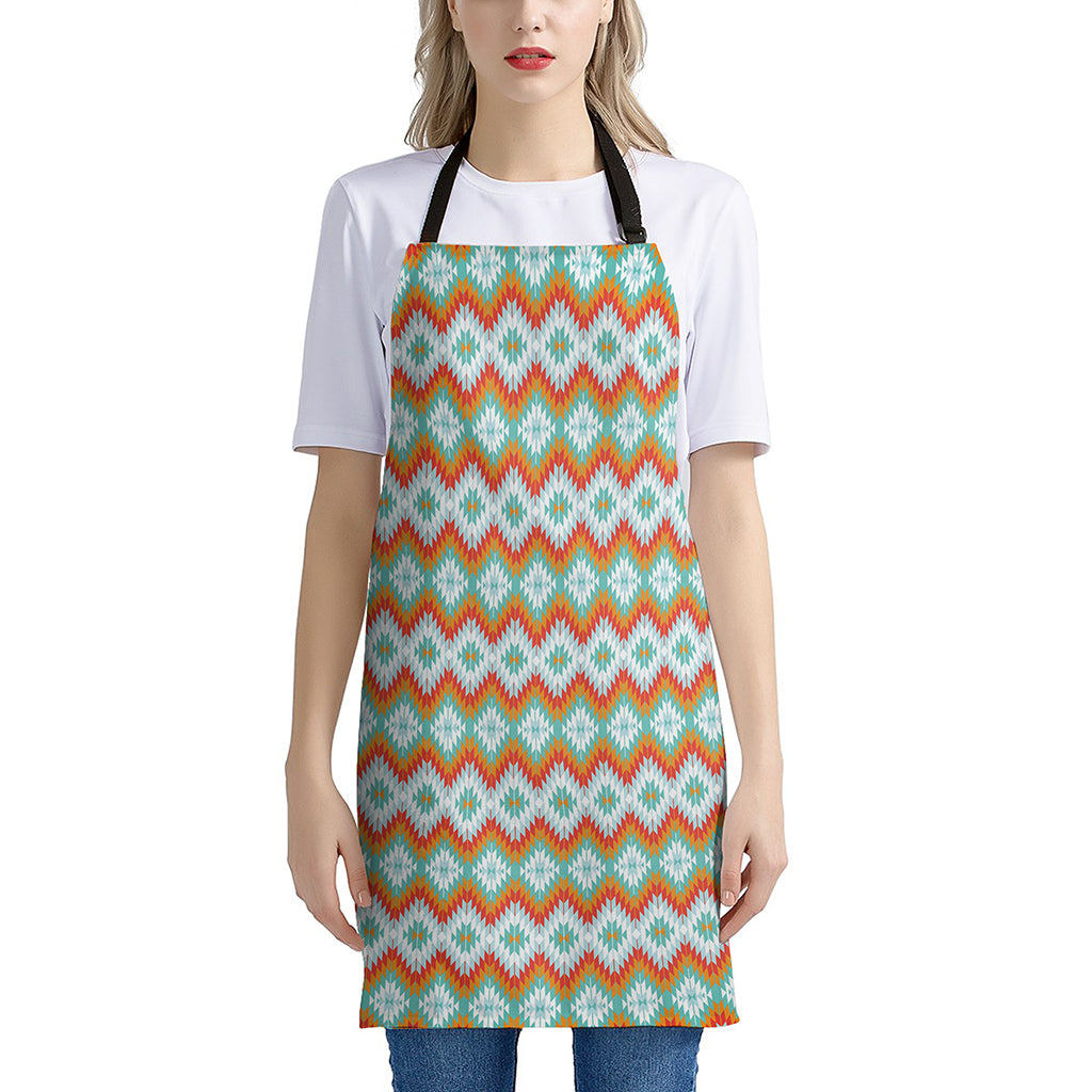 Turquoise Native American Pattern Print Apron