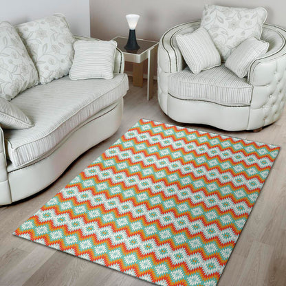 Turquoise Native American Pattern Print Area Rug