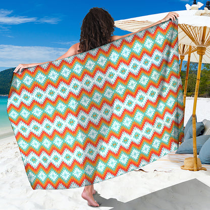 Turquoise Native American Pattern Print Beach Sarong Wrap