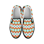 Turquoise Native American Pattern Print Black Slip On Shoes