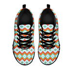 Turquoise Native American Pattern Print Black Sneakers