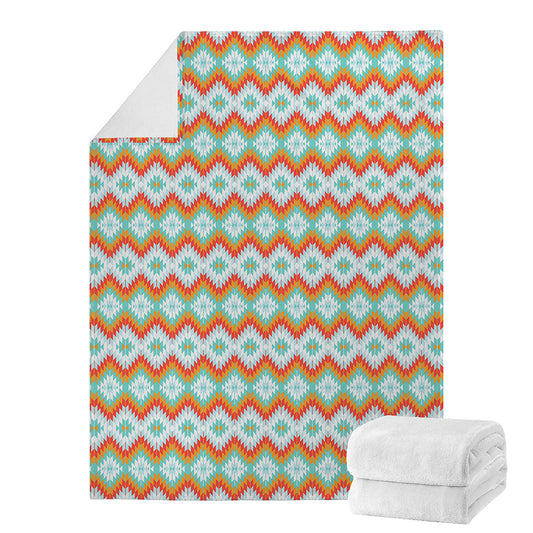 Turquoise Native American Pattern Print Blanket