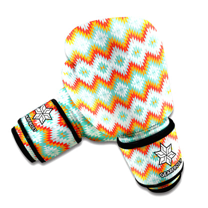 Turquoise Native American Pattern Print Boxing Gloves