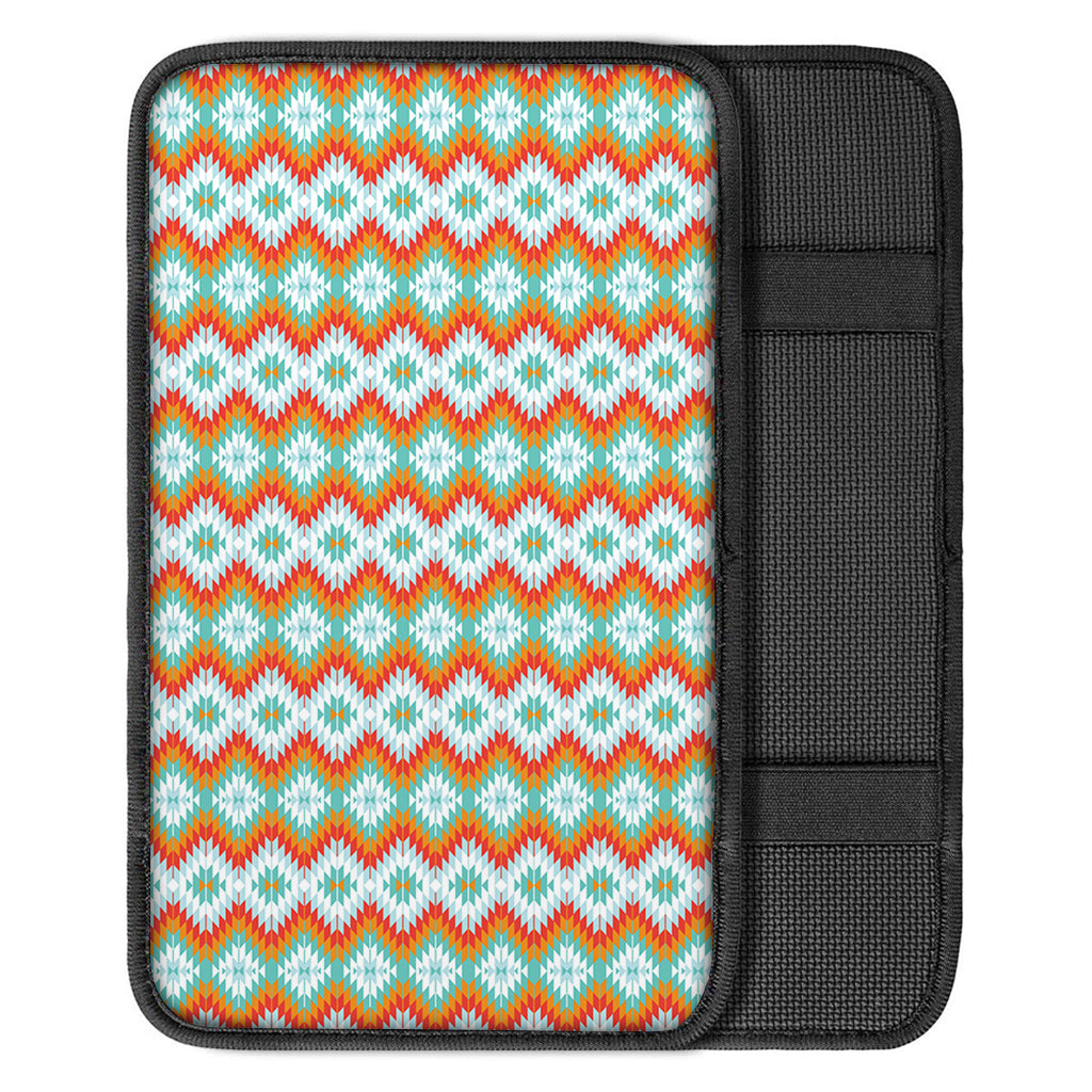 Turquoise Native American Pattern Print Car Center Console Cover