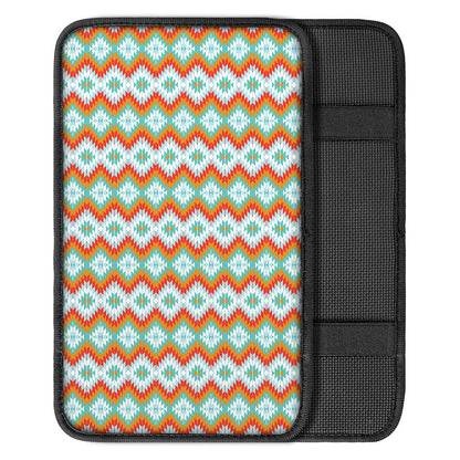 Turquoise Native American Pattern Print Car Center Console Cover