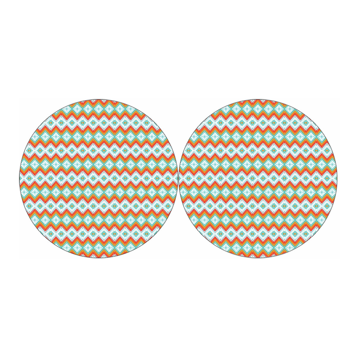 Turquoise Native American Pattern Print Car Coasters