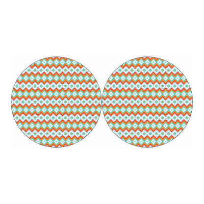 Turquoise Native American Pattern Print Car Coasters