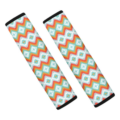 Turquoise Native American Pattern Print Car Seat Belt Covers