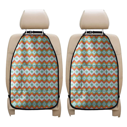 Turquoise Native American Pattern Print Car Seat Organizers