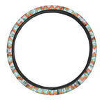 Turquoise Native American Pattern Print Car Steering Wheel Cover