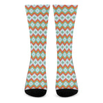 Turquoise Native American Pattern Print Crew Socks