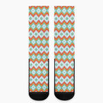 Turquoise Native American Pattern Print Crew Socks