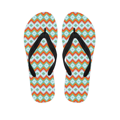 Turquoise Native American Pattern Print Flip Flops