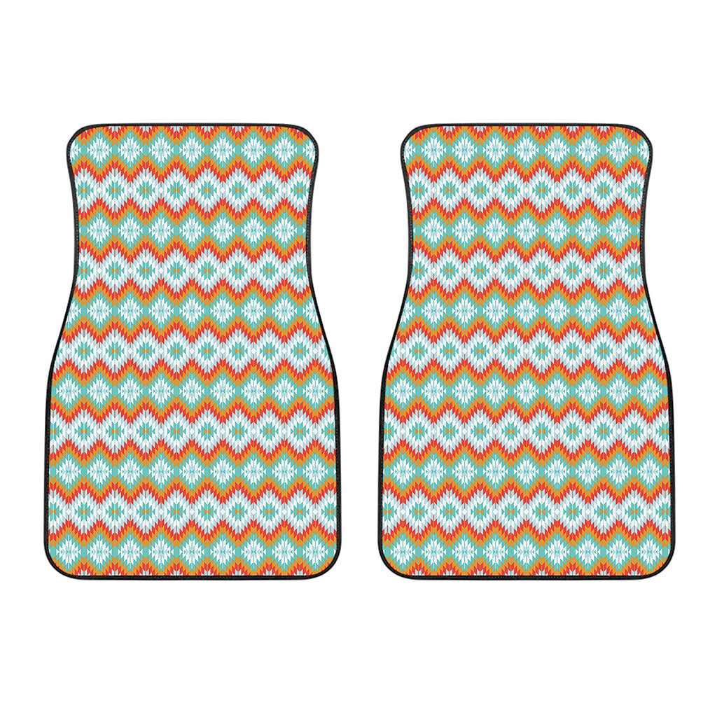 Turquoise Native American Pattern Print Front Car Floor Mats