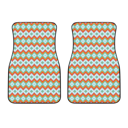 Turquoise Native American Pattern Print Front Car Floor Mats