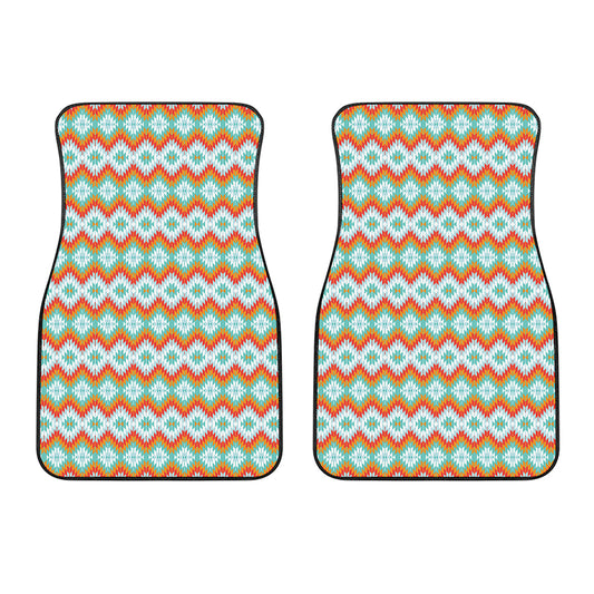 Turquoise Native American Pattern Print Front Car Floor Mats