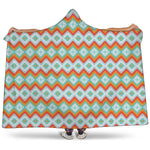 Turquoise Native American Pattern Print Hooded Blanket