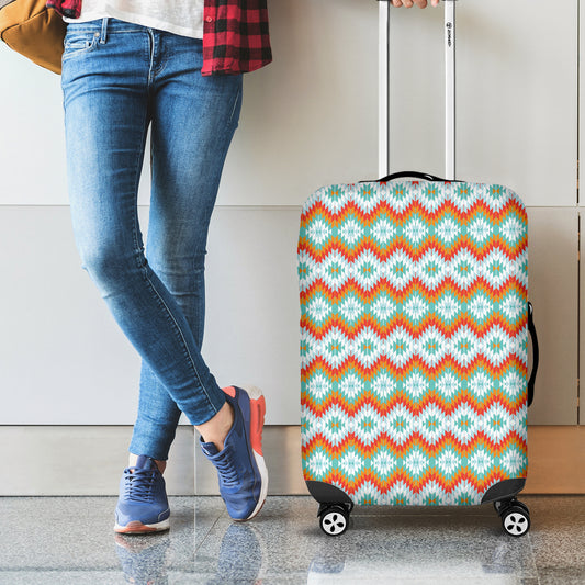 Turquoise Native American Pattern Print Luggage Cover