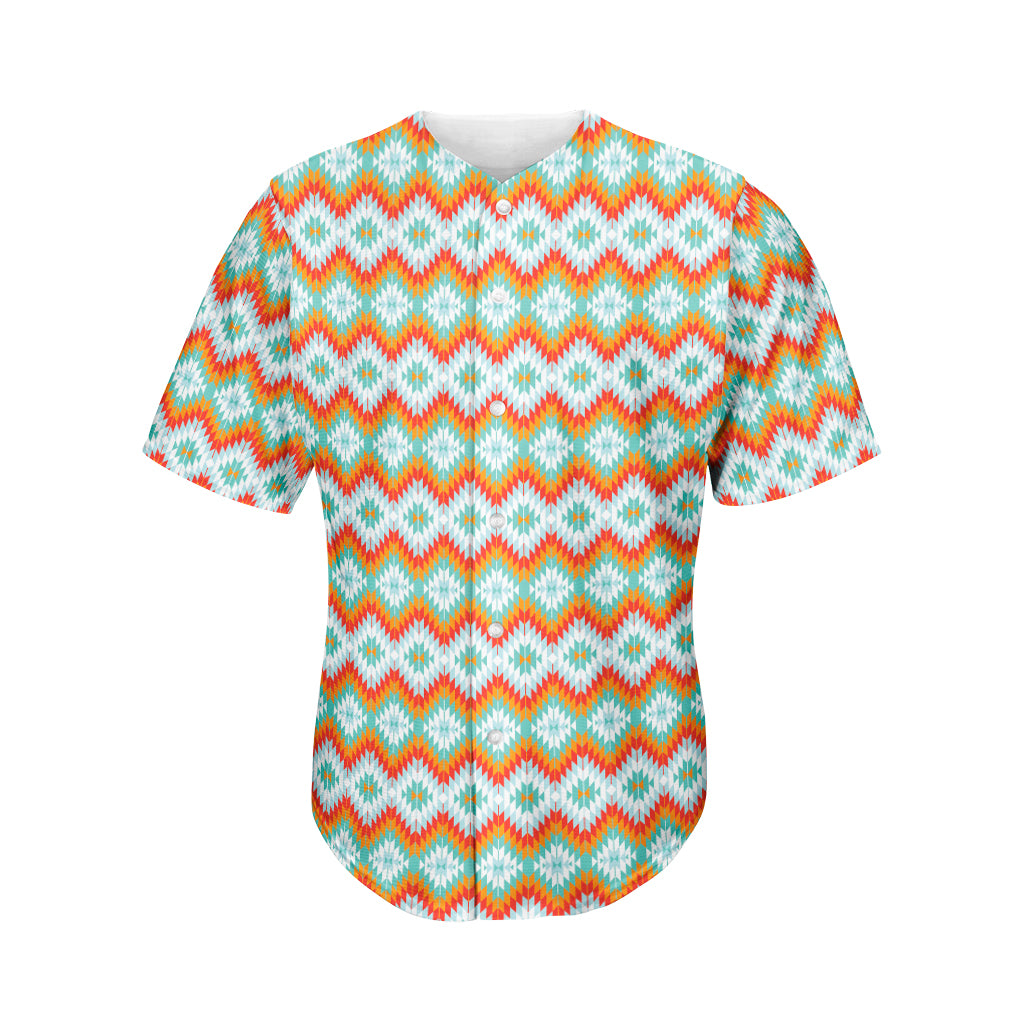 Turquoise Native American Pattern Print Men's Baseball Jersey