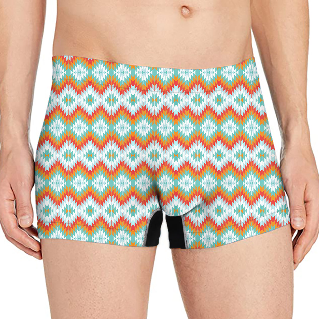 Turquoise Native American Pattern Print Men's Boxer Briefs