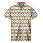 Turquoise Native American Pattern Print Men's Short Sleeve Shirt
