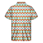 Turquoise Native American Pattern Print Men's Short Sleeve Shirt