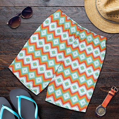 Turquoise Native American Pattern Print Men's Shorts