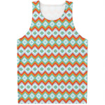 Turquoise Native American Pattern Print Men's Tank Top