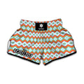 Turquoise Native American Pattern Print Muay Thai Boxing Shorts