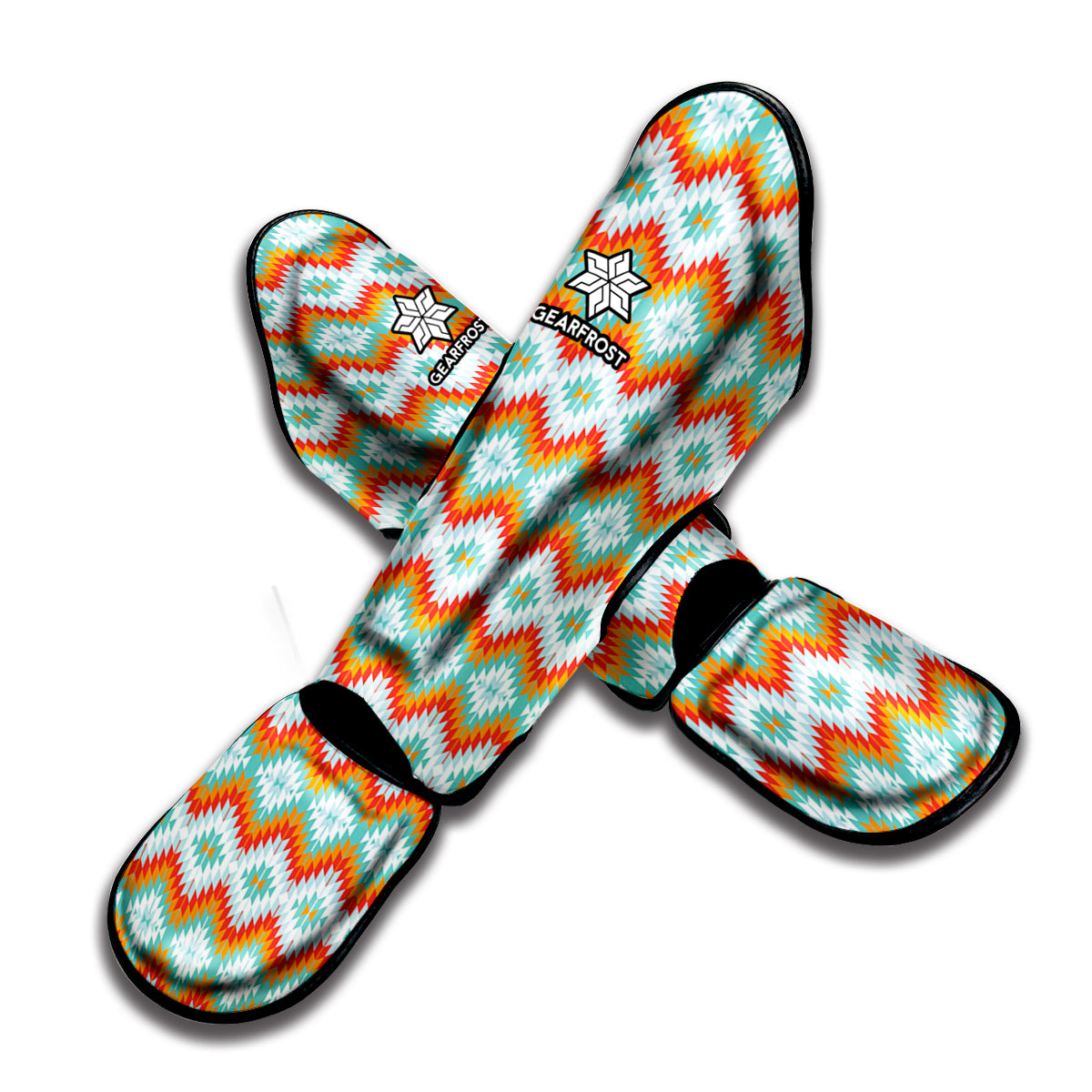 Turquoise Native American Pattern Print Muay Thai Shin Guard