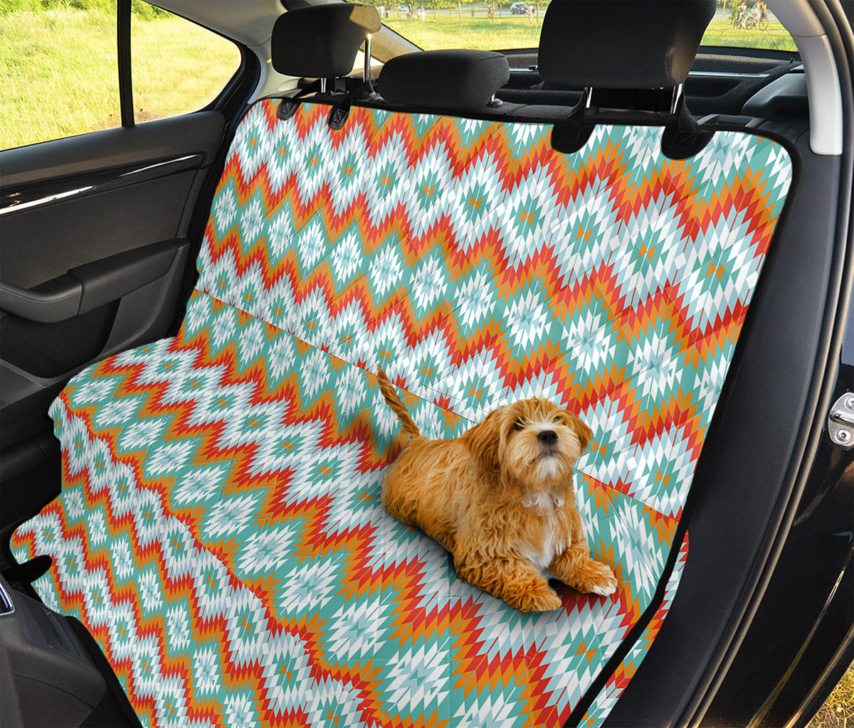 Turquoise Native American Pattern Print Pet Car Back Seat Cover