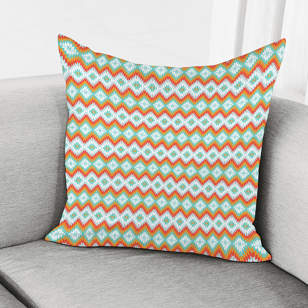 Turquoise Native American Pattern Print Pillow Cover