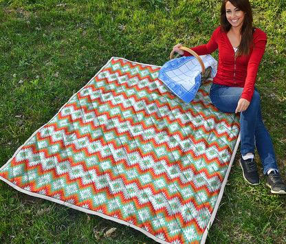 Turquoise Native American Pattern Print Quilt