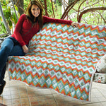 Turquoise Native American Pattern Print Quilt