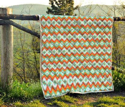 Turquoise Native American Pattern Print Quilt