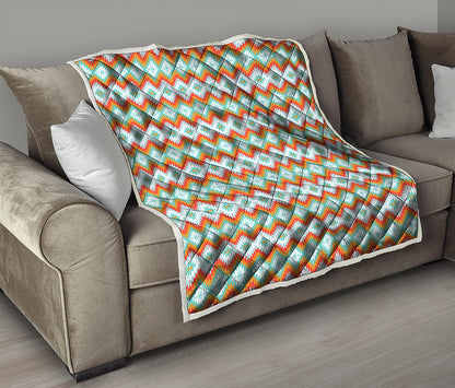 Turquoise Native American Pattern Print Quilt