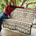 Turquoise Native American Pattern Print Quilt