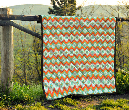Turquoise Native American Pattern Print Quilt